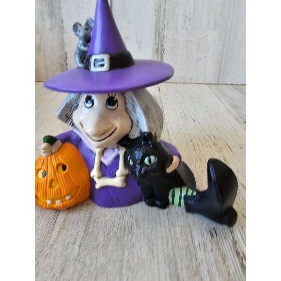 Ceramic vintage witch cat Halloween decor pumpkin - Picture 2 of 7